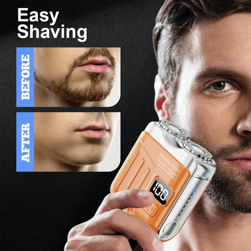 Electric Shaver Men Beard Trimmer Wet Dry Use Dual Blades Razor USB Rechargeable Mini Portable Face Beard Shaver For Home Travel