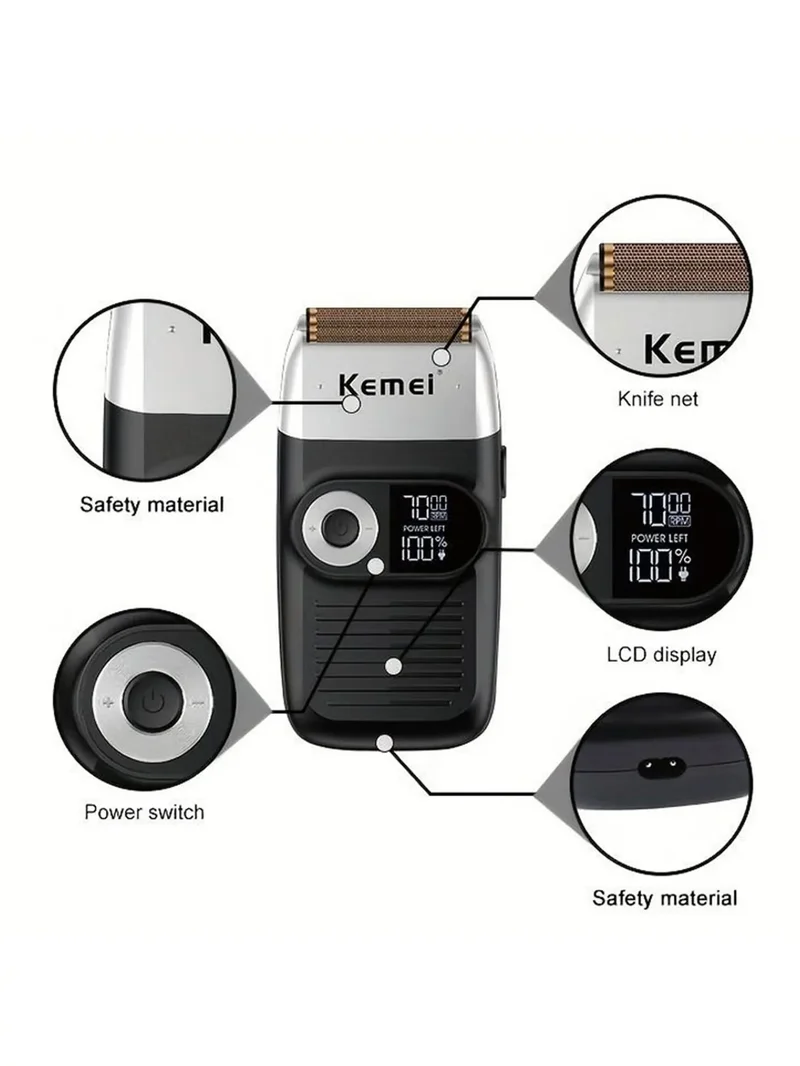 Kemei Original Multi-functional 2 In 1 Electric Shaver Rechargeable LCD Digital Display Reciprocating Razor For Men KM-2026 2027