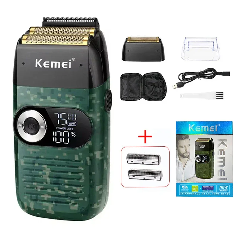 Kemei Original Multi-functional 2 In 1 Electric Shaver Rechargeable LCD Digital Display Reciprocating Razor For Men KM-2026 2027