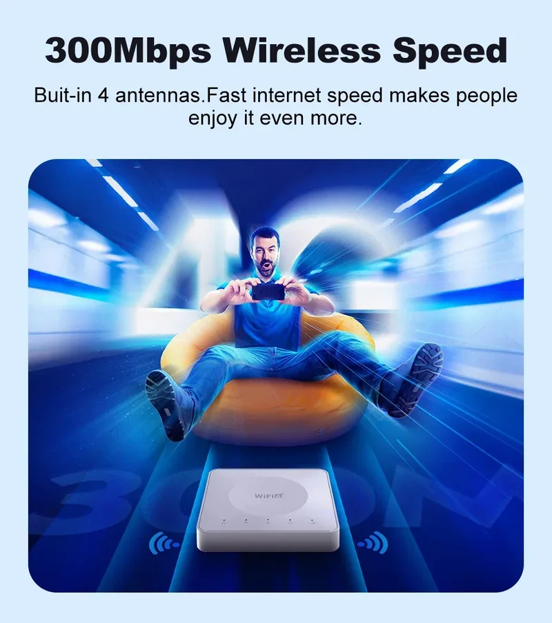 4G LTE Router WiFi 6 SIM Card Modem Support 32 Device Connections Mobile Wireless Router Typc-C Interface for Asia Africa Europe