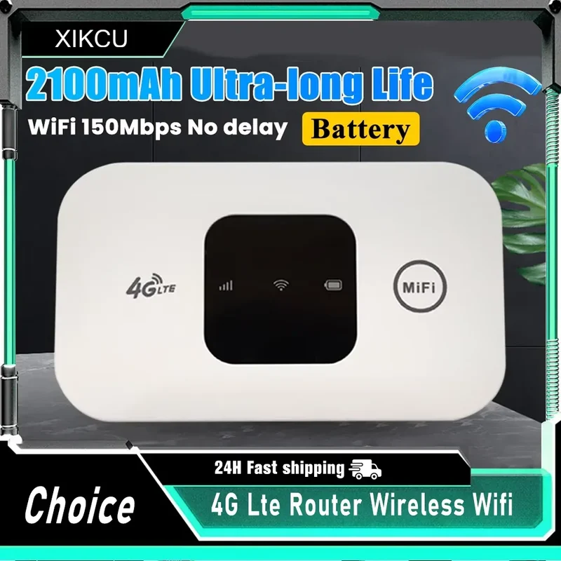 4G Lte Router Wireless Wifi 2100mAh Mobile Hotspot with SIM Card Slot Hotspot Pocket WIFI 150mbps for Outdoor Home Office Travel