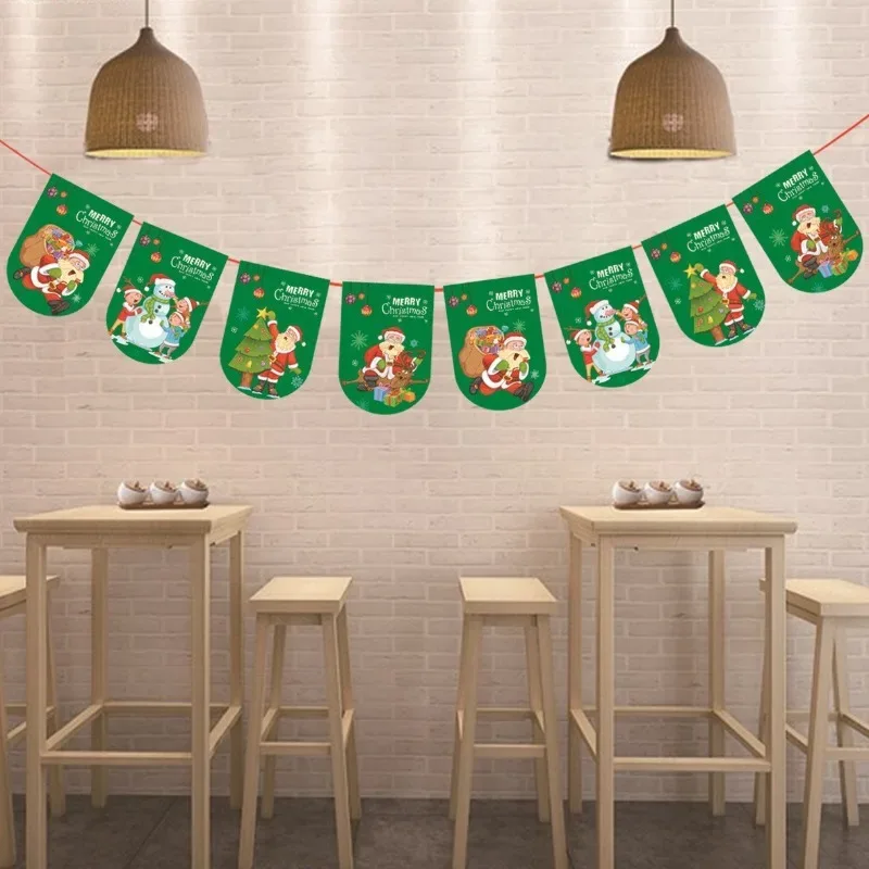 Christmas Banner Tree Ornaments Merry Decoration for Home 2025 Santa Claus Pendant Xmas Gifts New Year 2026 Flag Party Pulling
