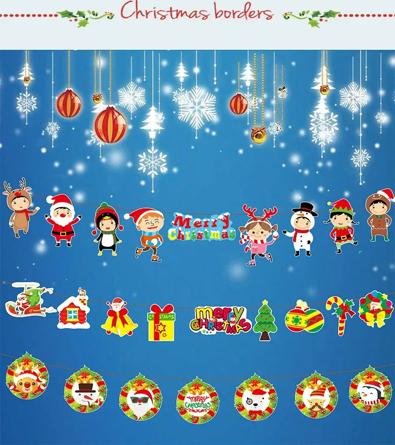 Christmas Banner Tree Ornaments Merry Decoration for Home 2025 Santa Claus Pendant Xmas Gifts New Year 2026 Flag Party Pulling
