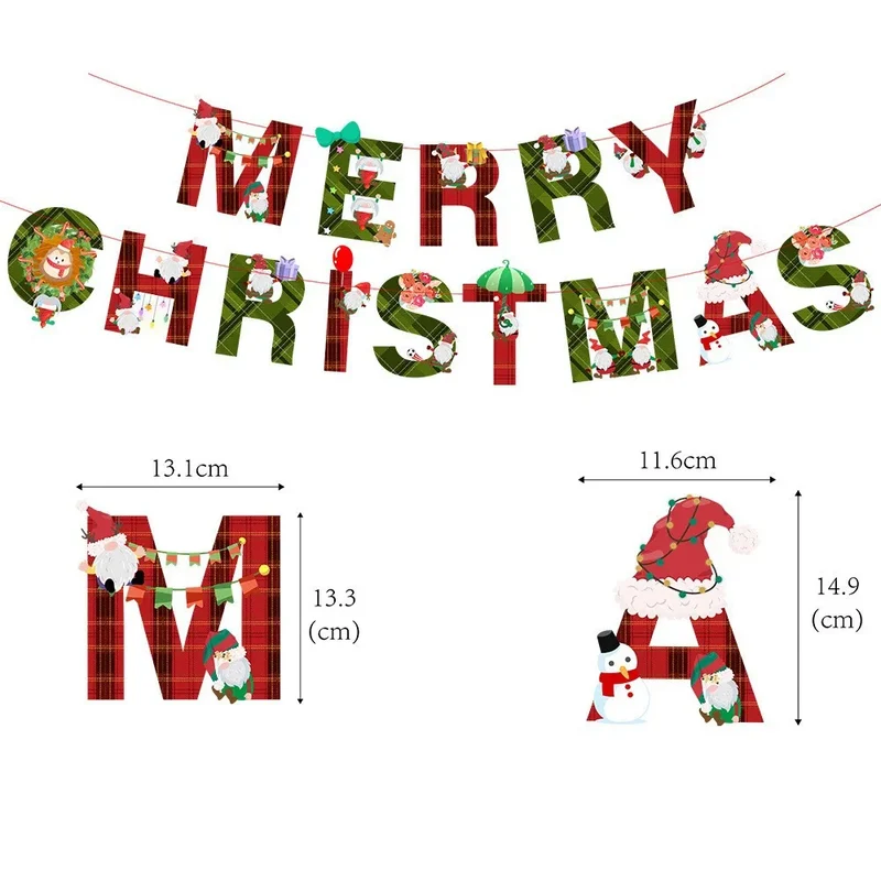 Christmas Banner Tree Ornaments Merry Decoration for Home 2025 Santa Claus Pendant Xmas Gifts New Year 2026 Flag Party Pulling