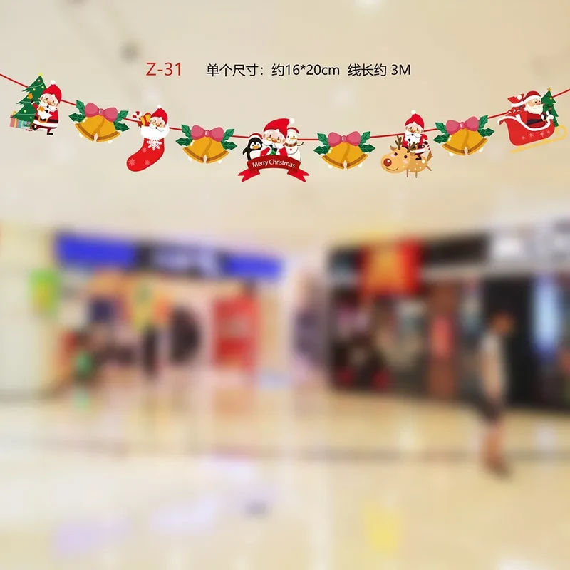 Christmas Banner Tree Ornaments Merry Decoration for Home 2025 Santa Claus Pendant Xmas Gifts New Year 2026 Flag Party Pulling