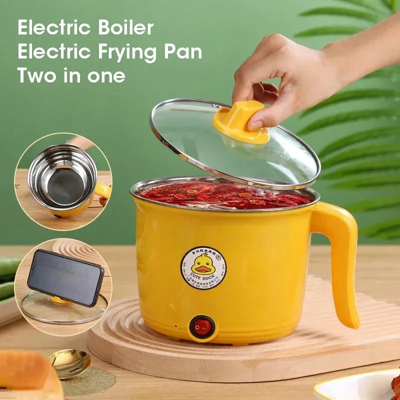 1.8L Non-stick Electric Hot Pot - Multifunctional Easy Clean Kitchen Appliance for Safe Cooking for 1-2 People Dorm Students