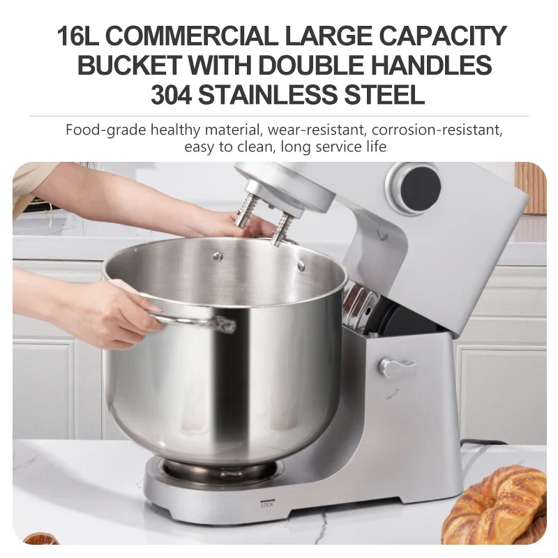 SUNATUR 16L Stand Mixer 2200w electric kitchen blender Commercial Food processor Large capacity Two kneading hooks dough mixer
