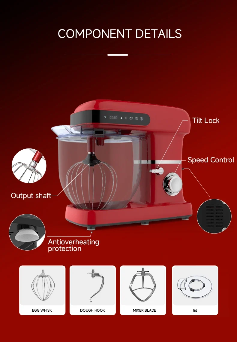 Household Stand Mixer Kitchen Machine High Power Capacity 2200W 10L Cake Bread Dough Mixer Planetary Food Mixer