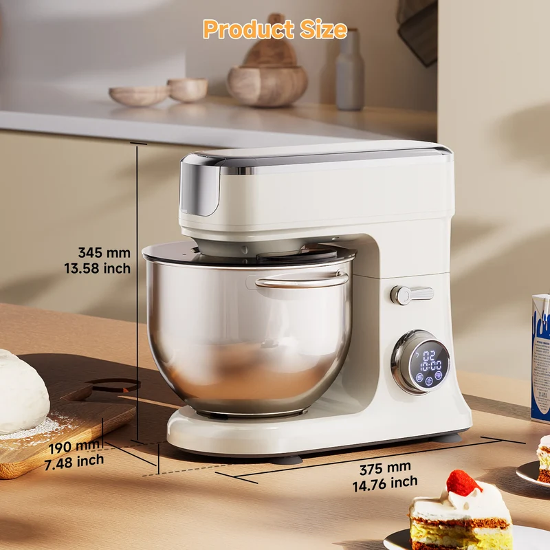 BioloMix 7L Food Mixers for Baking, 1200W DC Motor Stand Mixer, with Dough Hook, Whisk & Beater, Meat Grinder Attachment