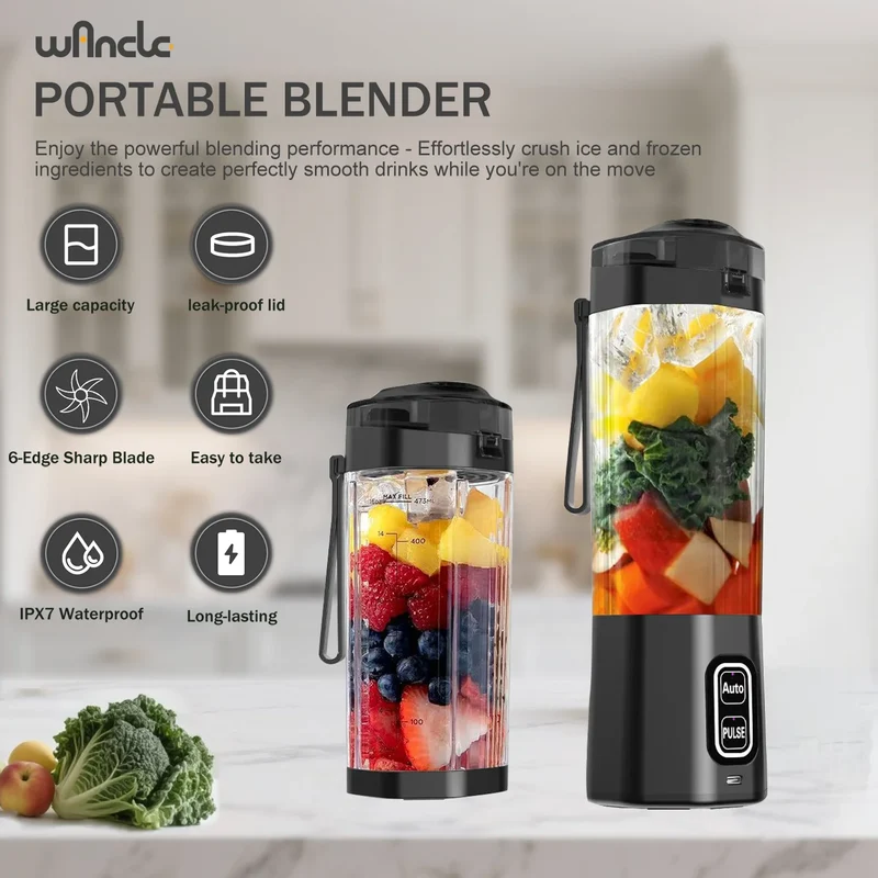 Portable Electric Juice Maker Blender 700ML USB Rechargeable Fruit Mixer 6 Blades Juicer for Shakes Smoothies Fresh Juicing Cup