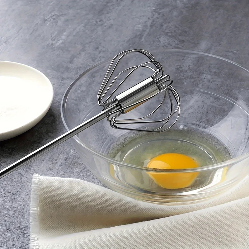 Stainless Steel Egg Beater Durable Semi-Automatic Mixer for Effortless Egg Cream Mixing Stirring and Beating for Kitchen Baking