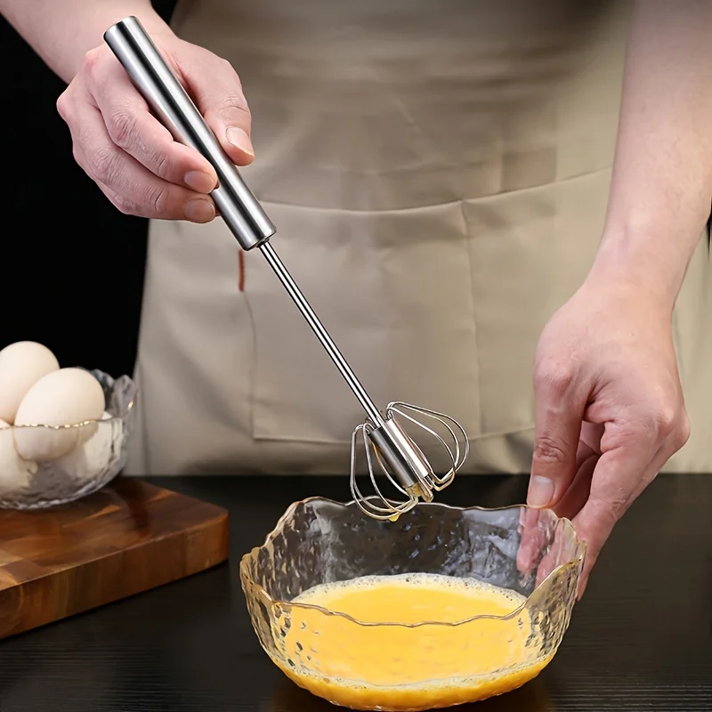 Stainless Steel Egg Beater Durable Semi-Automatic Mixer for Effortless Egg Cream Mixing Stirring and Beating for Kitchen Baking