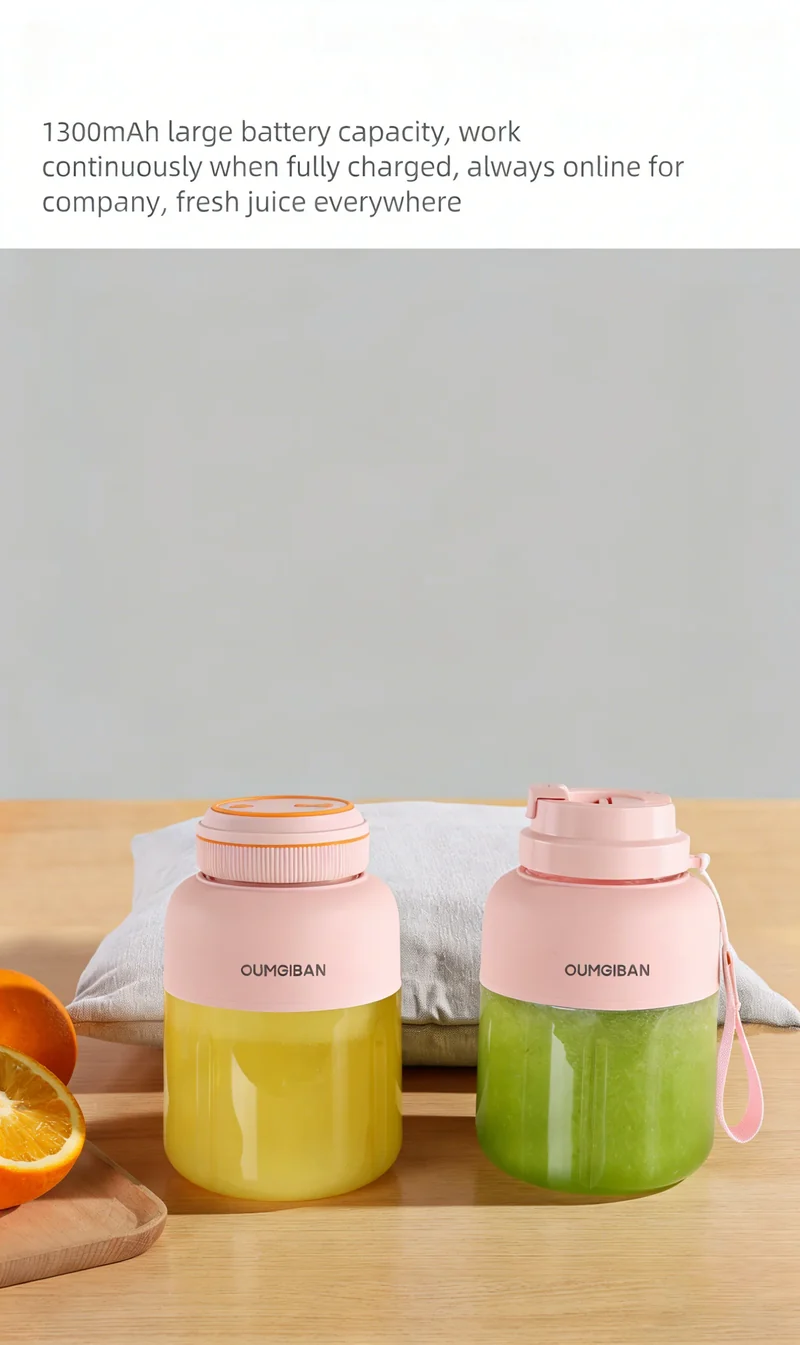 High Aesthetic 1300ml Large Capacity USB Rechargeable Portable Blender Juicer, Kitchen Fruit Juicer, Food Prep