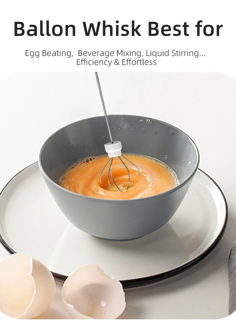 Electric Milk Frother 2 In 1 Rechargeable Blender Stainless Steel 3 Speeds Coffee Mixer Egg Beater Handheld Foam Maker Tools