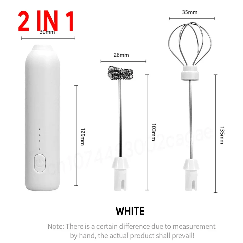 Electric Milk Frother 2 In 1 Rechargeable Blender Stainless Steel 3 Speeds Coffee Mixer Egg Beater Handheld Foam Maker Tools
