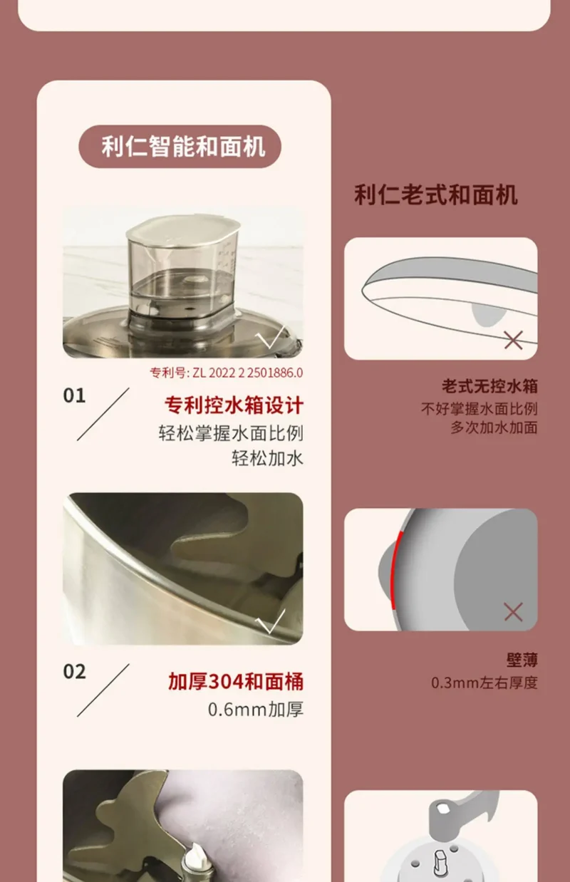 Compact Automatic Stand Mixer Dough Kneading Fermentation All-in-One Multifunctional Machine for Home