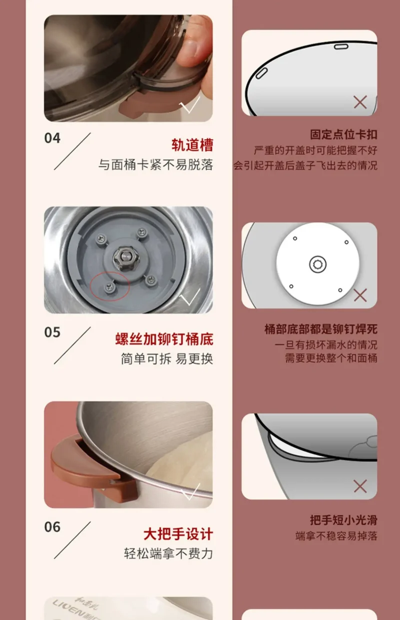 Compact Automatic Stand Mixer Dough Kneading Fermentation All-in-One Multifunctional Machine for Home