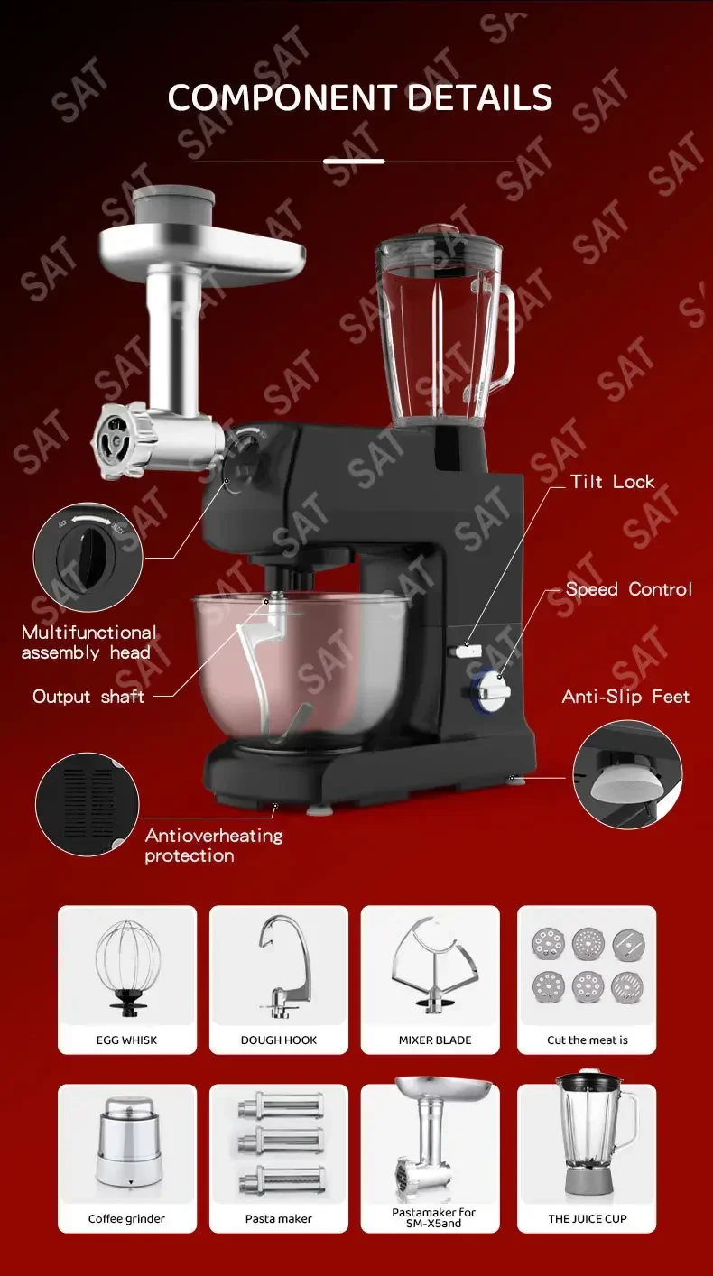-for Kitchen Appliances 1500W 6L Cake Mixer Planetary Food Dough Mixer Machine Stand Mixer