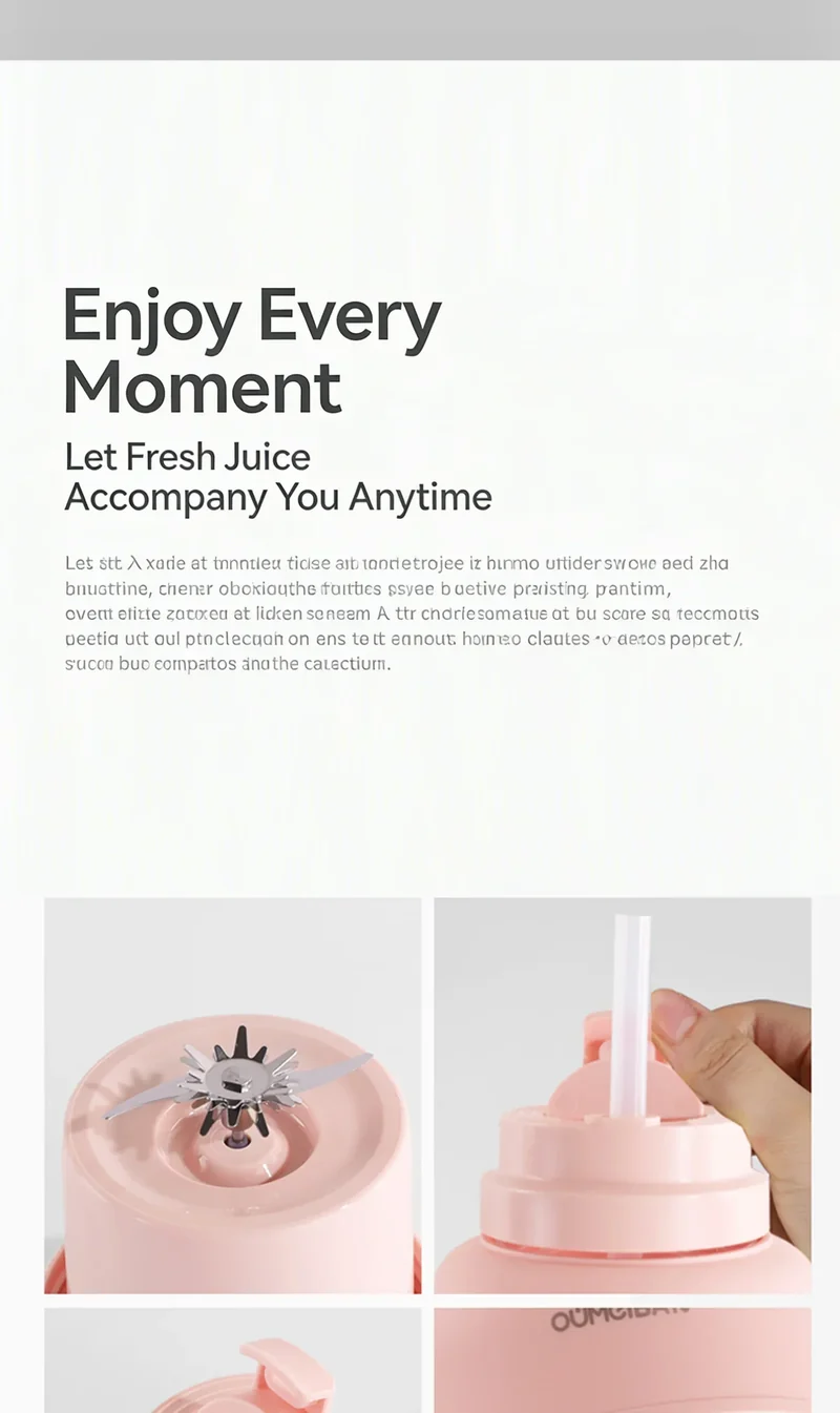 1300ML Portable Juicer, Fresh Fruit Mixer 38 Blades, USB Rechargeable Multifunctional Juicer Ice Crusher Smoothie Blender Home