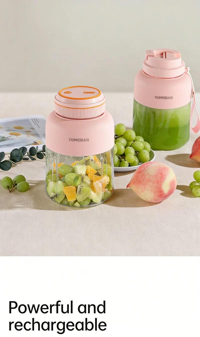 1300ML Portable Juicer, Fresh Fruit Mixer 38 Blades, USB Rechargeable Multifunctional Juicer Ice Crusher Smoothie Blender Home