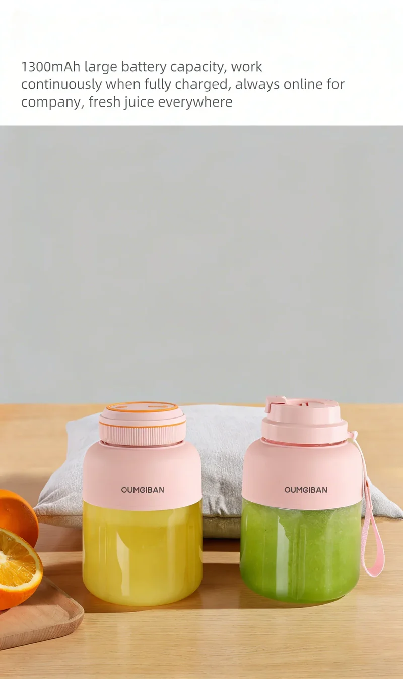 1300ML Portable Juicer, Fresh Fruit Mixer 38 Blades, USB Rechargeable Multifunctional Juicer Ice Crusher Smoothie Blender Home