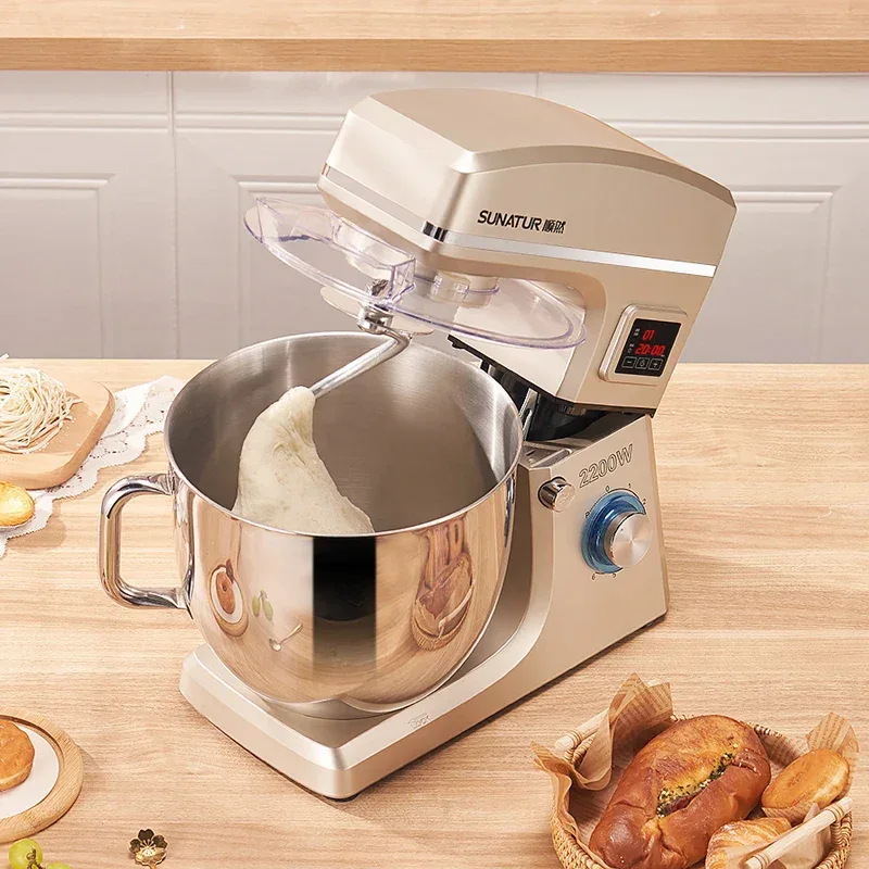 SUNATUR 10L Stand Mixer 2200w Dough Kneading Planetary Proccessor Automatic Beater Electric timed Kitchen Blender cream whipper