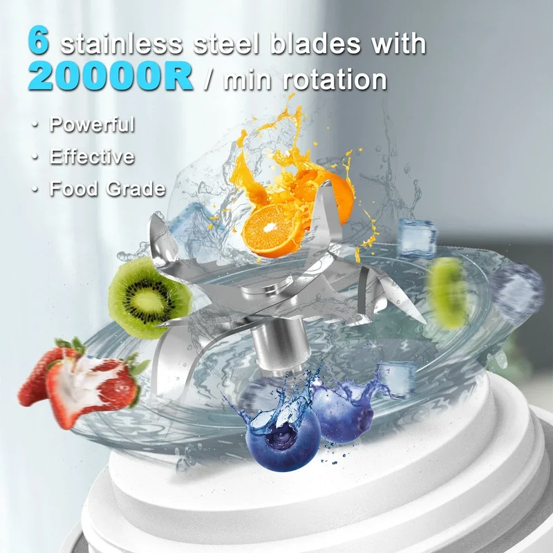 Portable Blender Electric Juicer 600ML Fruit Mixers 4000mAh USB Rechargeable Smoothie Mini Blender Multifunction Juice Maker