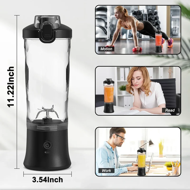 Portable Blender Electric Juicer 600ML Fruit Mixers 4000mAh USB Rechargeable Smoothie Mini Blender Multifunction Juice Maker