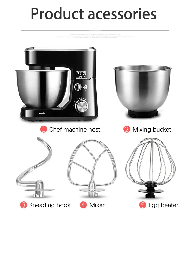 AC220-240V 50-60HZ 600W POWER 4L bowl Powerful home use mini food mixer hand mixer stand mixer Polupar Dough Cream Mixer muliuse
