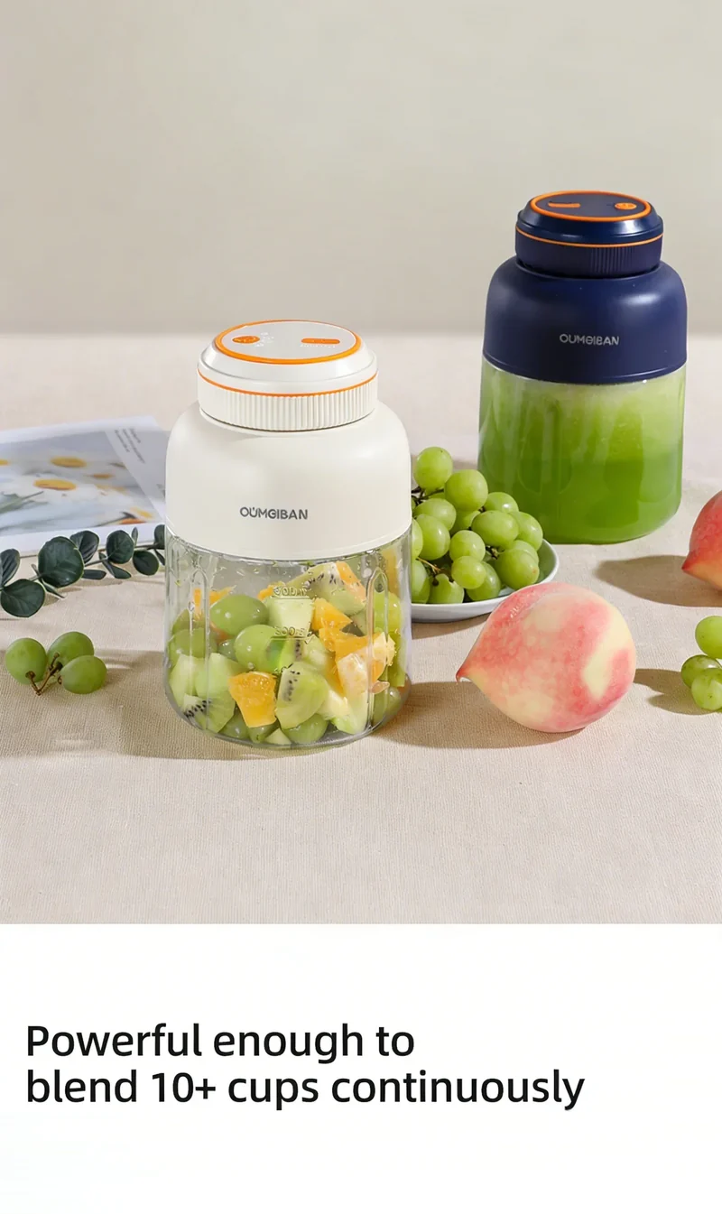 Home Portable Juicer 1400ML, Fresh Fruit Mixer with 48 Blades, USB Rechargeable Multifunctional Ice Crusher Smoothie Blender