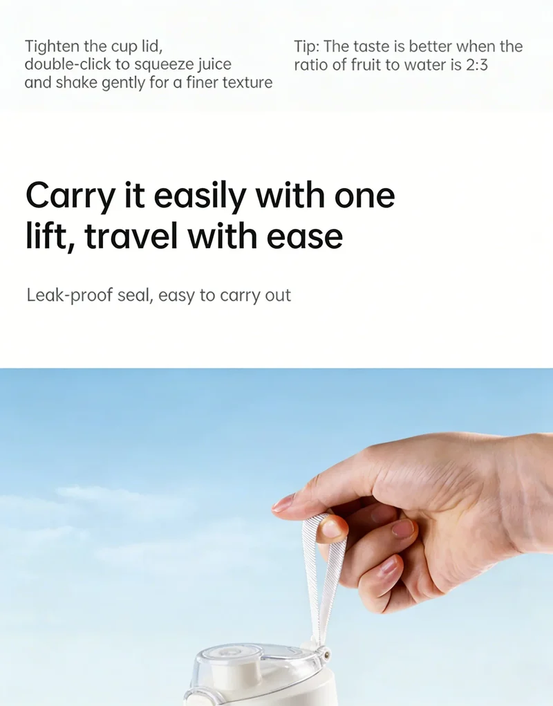 Home Portable Juicer 1400ML, Fresh Fruit Mixer with 48 Blades, USB Rechargeable Multifunctional Ice Crusher Smoothie Blender