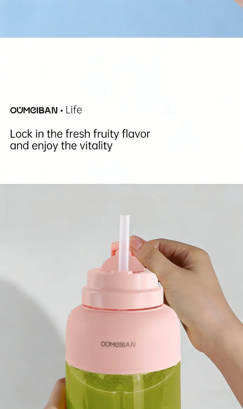 High Aesthetic 1300ml Large Capacity USB Rechargeable Portable Blender Juicer, Kitchen Fruit Juicer, Food Prep