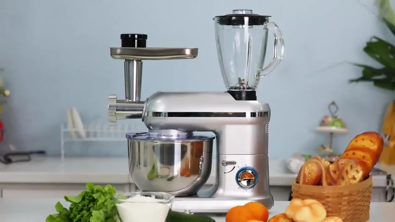 5-in-1 Multifunction Electric Stand Mixer with Stainless Steel Mixing Bowl 6-Speed Blender & Meat Grinder-Kitchen Appliance