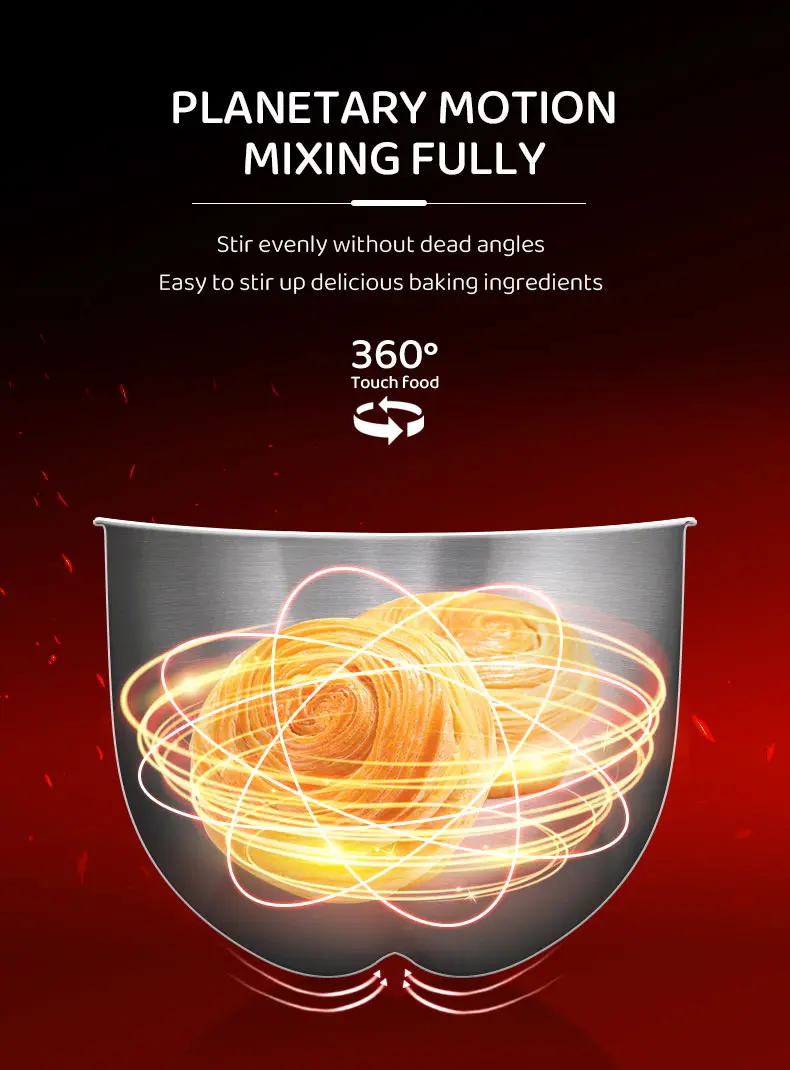 Household Stand Mixer Kitchen Machine High Power Capacity 2200W 10L Cake Bread Dough Mixer Planetary Food Mixer
