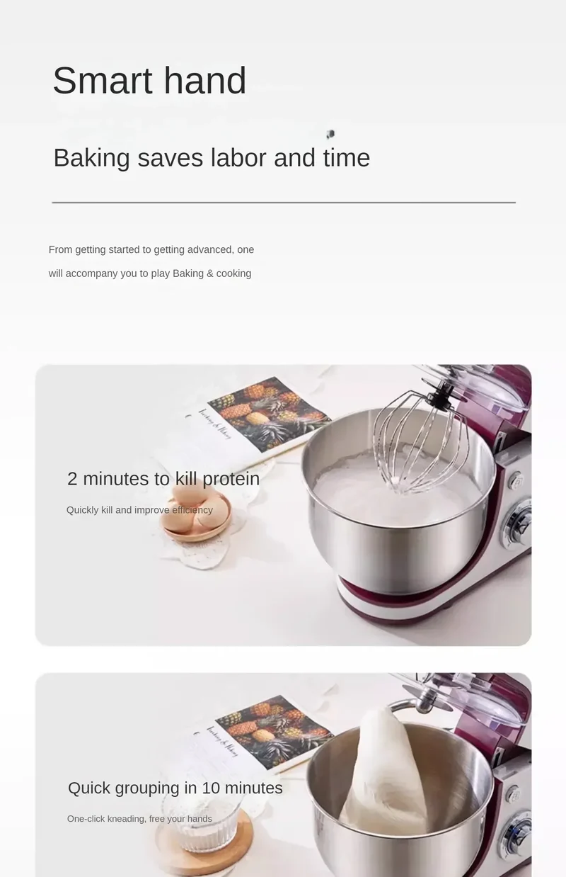 Desktop Egg Beater Electric Household Baking Chef Machine Cream Beater Small Mixing and Noodle Cover Commercial Stand Mixer