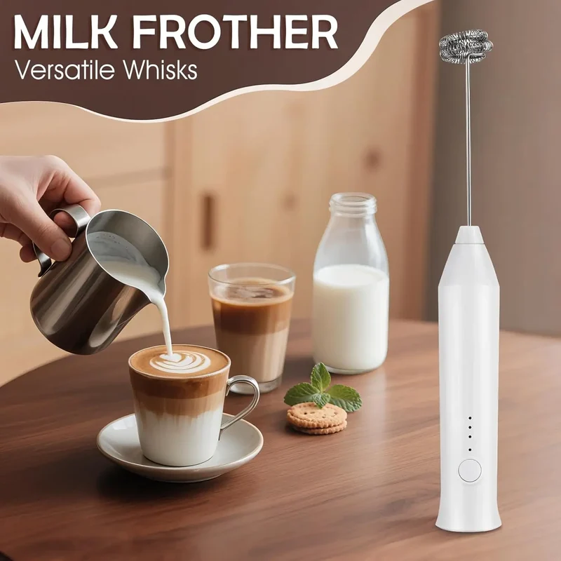 Electric Milk Frother 2 In 1 Rechargeable Blender Stainless Steel 3 Speeds Coffee Mixer Egg Beater Handheld Foam Maker Tools