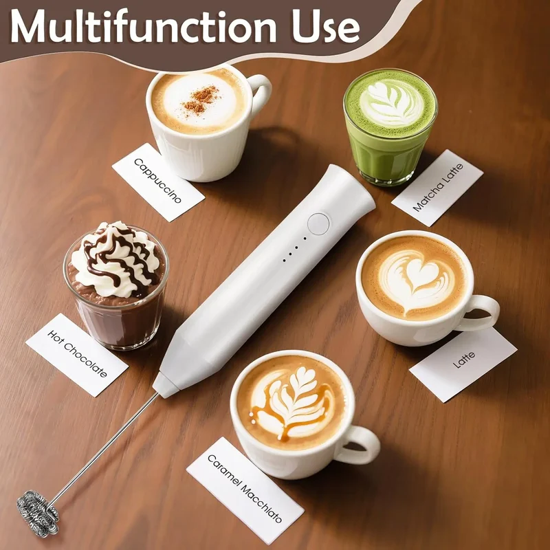 Electric Milk Frother 2 In 1 Rechargeable Blender Stainless Steel 3 Speeds Coffee Mixer Egg Beater Handheld Foam Maker Tools