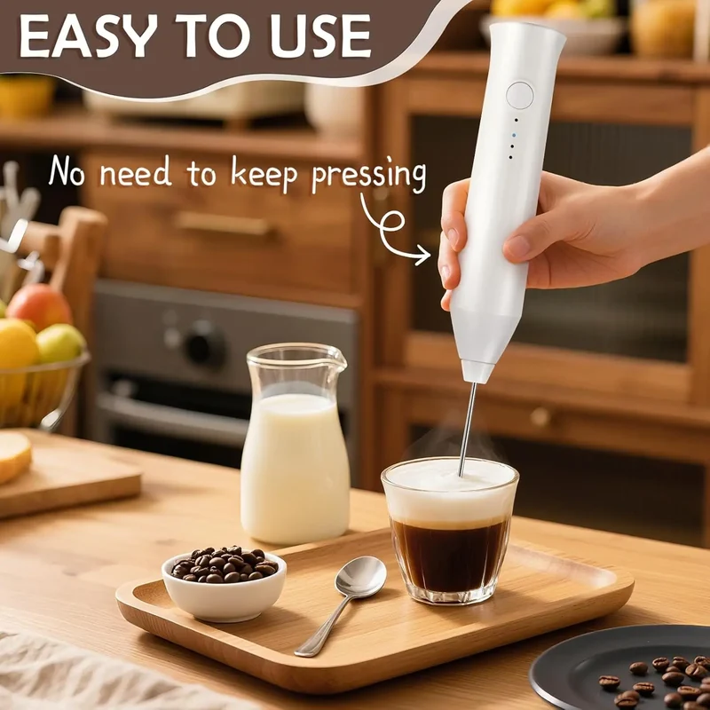 Electric Milk Frother 2 In 1 Rechargeable Blender Stainless Steel 3 Speeds Coffee Mixer Egg Beater Handheld Foam Maker Tools