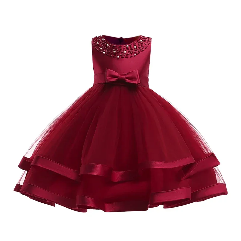 Green Christmas Princess Dress For Girl Children Costume Elegant Kids Wedding Birthday Prom Gown Bow Girls Party Dresses 3 10Y