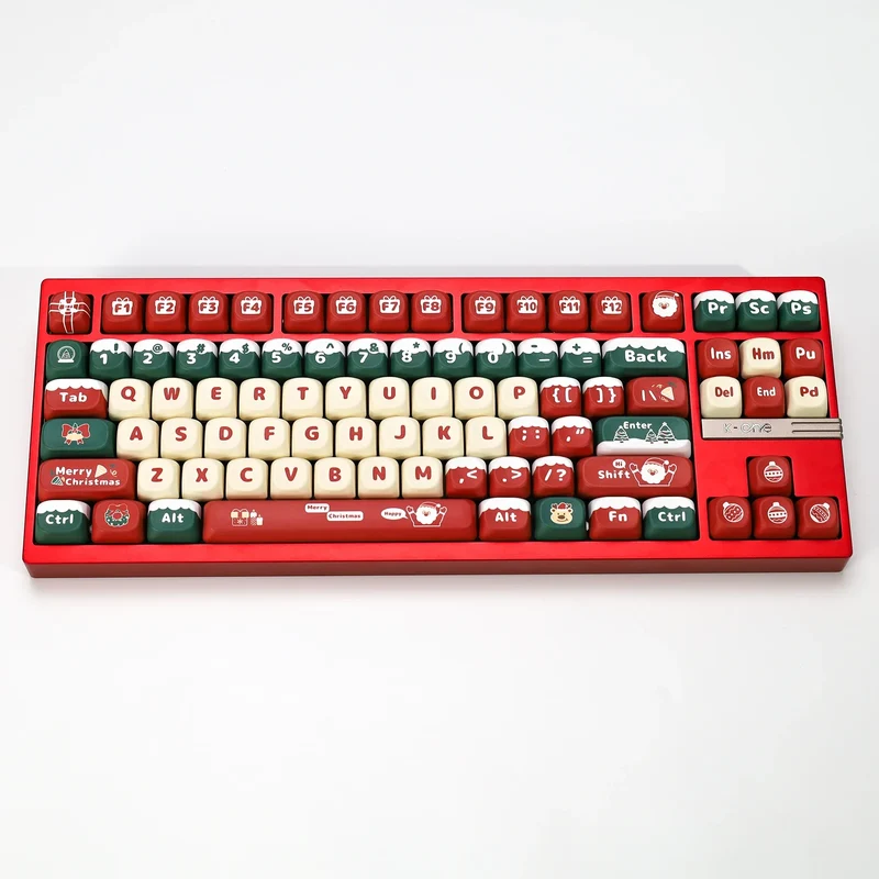 KBDiy Christmas Carnival Keycap Gift KOA Profile Sublimation PBT ISO Keycaps For 60 Wooting Magnetic Mechanical Keyboard Gaming