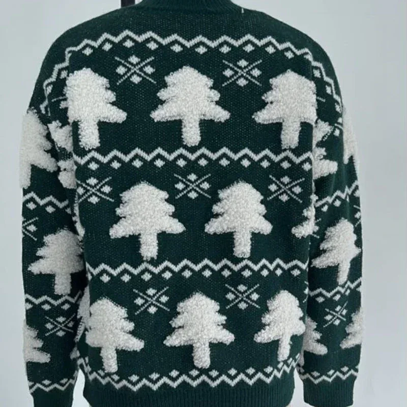 Winter 2025 Women Knitted Sweater 3D Santa Tree Print Warm Thick Jumpers Christmas Sweaters Long Sleeve Pullover Tops Xmas Look