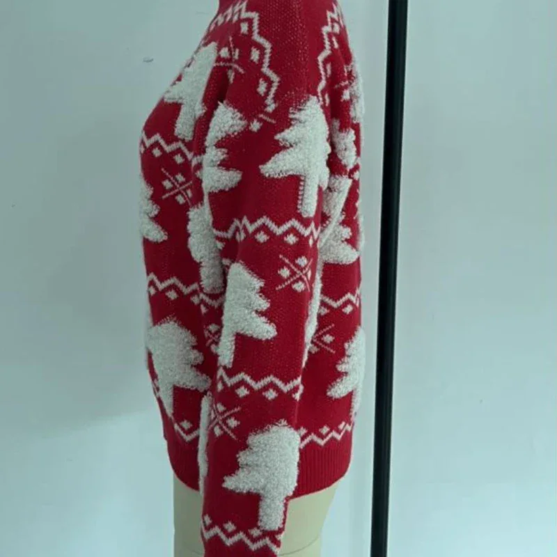 Winter 2025 Women Knitted Sweater 3D Santa Tree Print Warm Thick Jumpers Christmas Sweaters Long Sleeve Pullover Tops Xmas Look