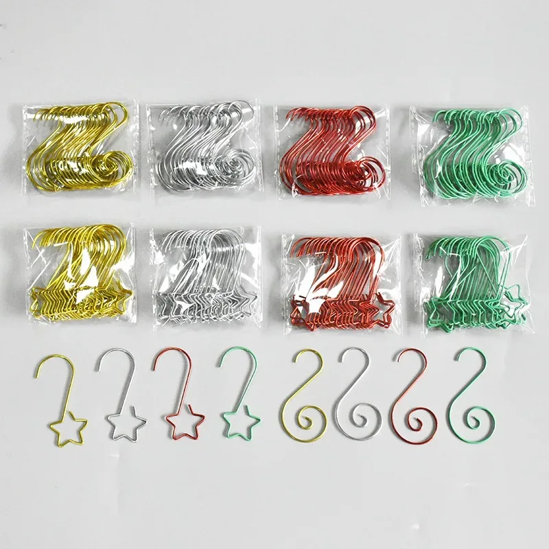 20pcs/bag Christmas Ornaments Metal S-Shaped Hooks Holder Christmas Tree Ball Pendant Hanging Decorations Home Navidad New Year
