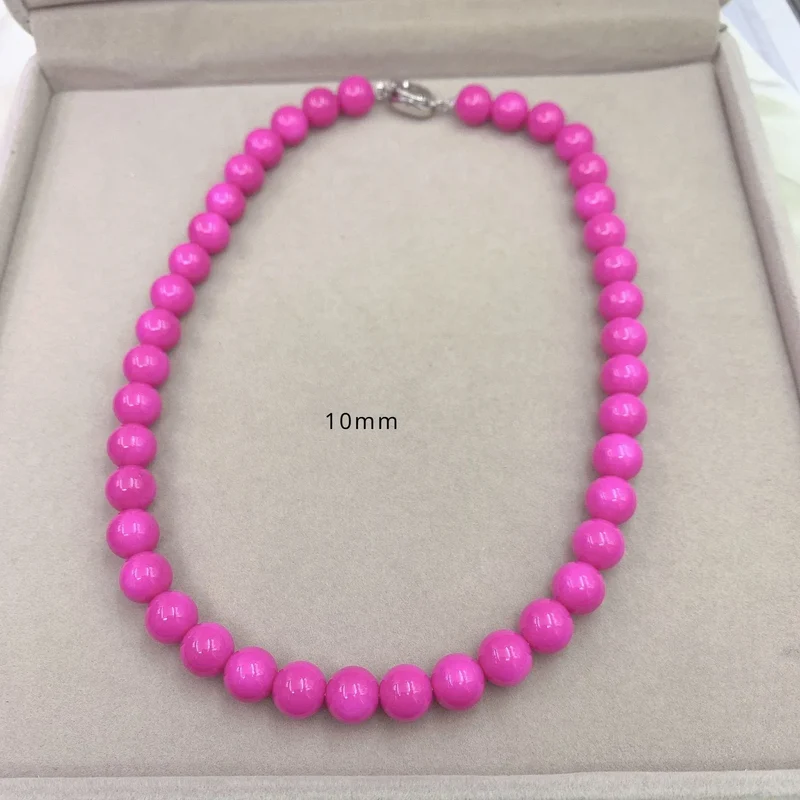 8/10mm Natural Rose Beads Seashell Pearl Necklace Women Charm Clavicular Chain Girls Christmas Gifts Jewelry Making Accessories