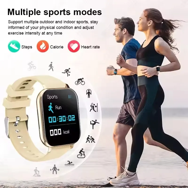 Smart watch with full touch screen, call, message reminder, music control and other functions, compatible with iPhone/android mo