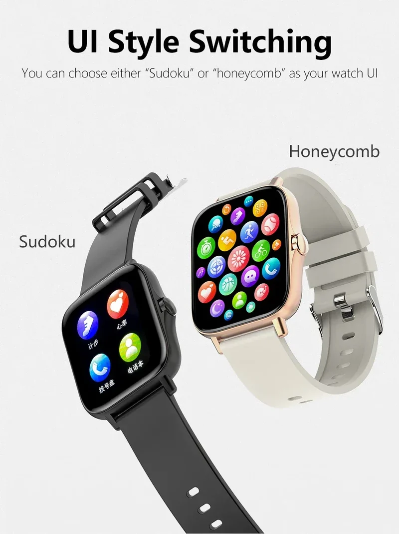 Smart watch with full touch screen, call, message reminder, music control and other functions, compatible with iPhone/android mo
