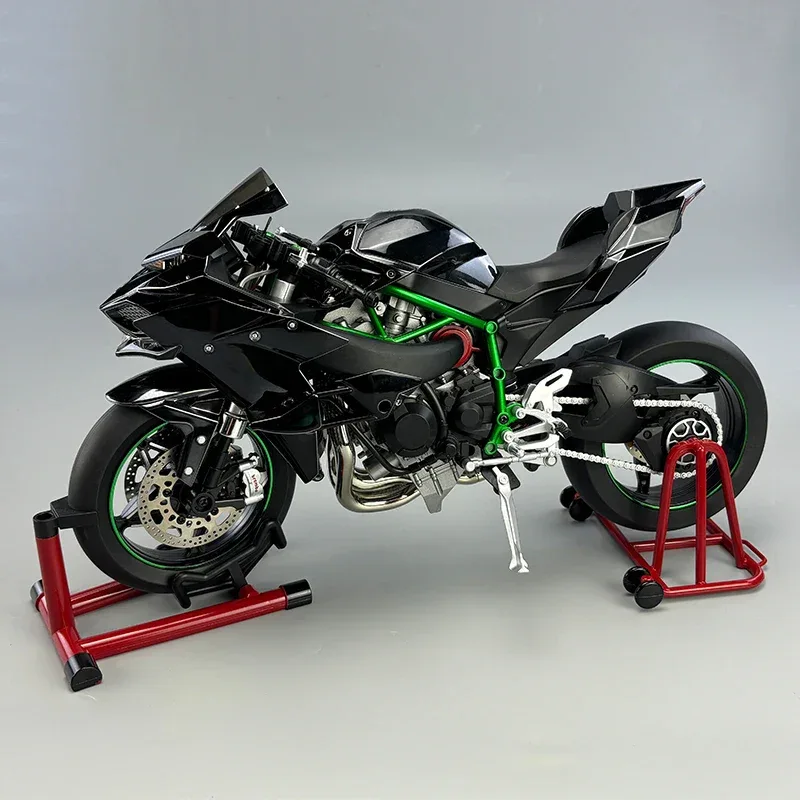 Large 1:6 Kawasaki H2R Bootable Sprayable Dynamic High Precision Alloy Motorcycle Model Diecast Sound Light Christmas Gift Box D