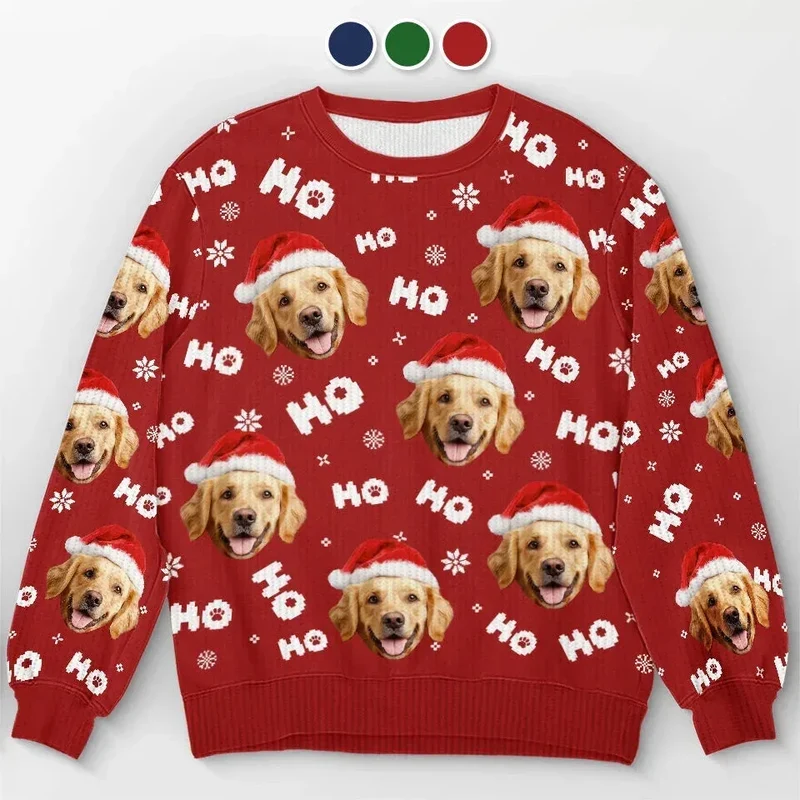 Custom Your Photo 3D Print Ugly Christmas Sweater DIY Face Family Pullovers Funny Image Sweatshirt Personalized Xmas Gift Unisex