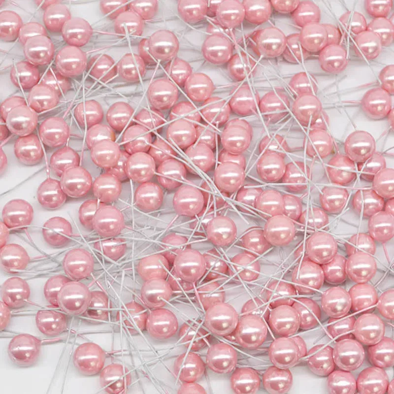50Pcs/lot Mini Artificial Flower Fruit Stamens Cherry Christmas Plastic Pearl Berries for Wedding DIY Gift Box Decorated Wreaths