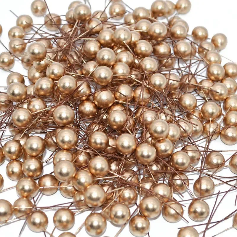 50Pcs/lot Mini Artificial Flower Fruit Stamens Cherry Christmas Plastic Pearl Berries for Wedding DIY Gift Box Decorated Wreaths